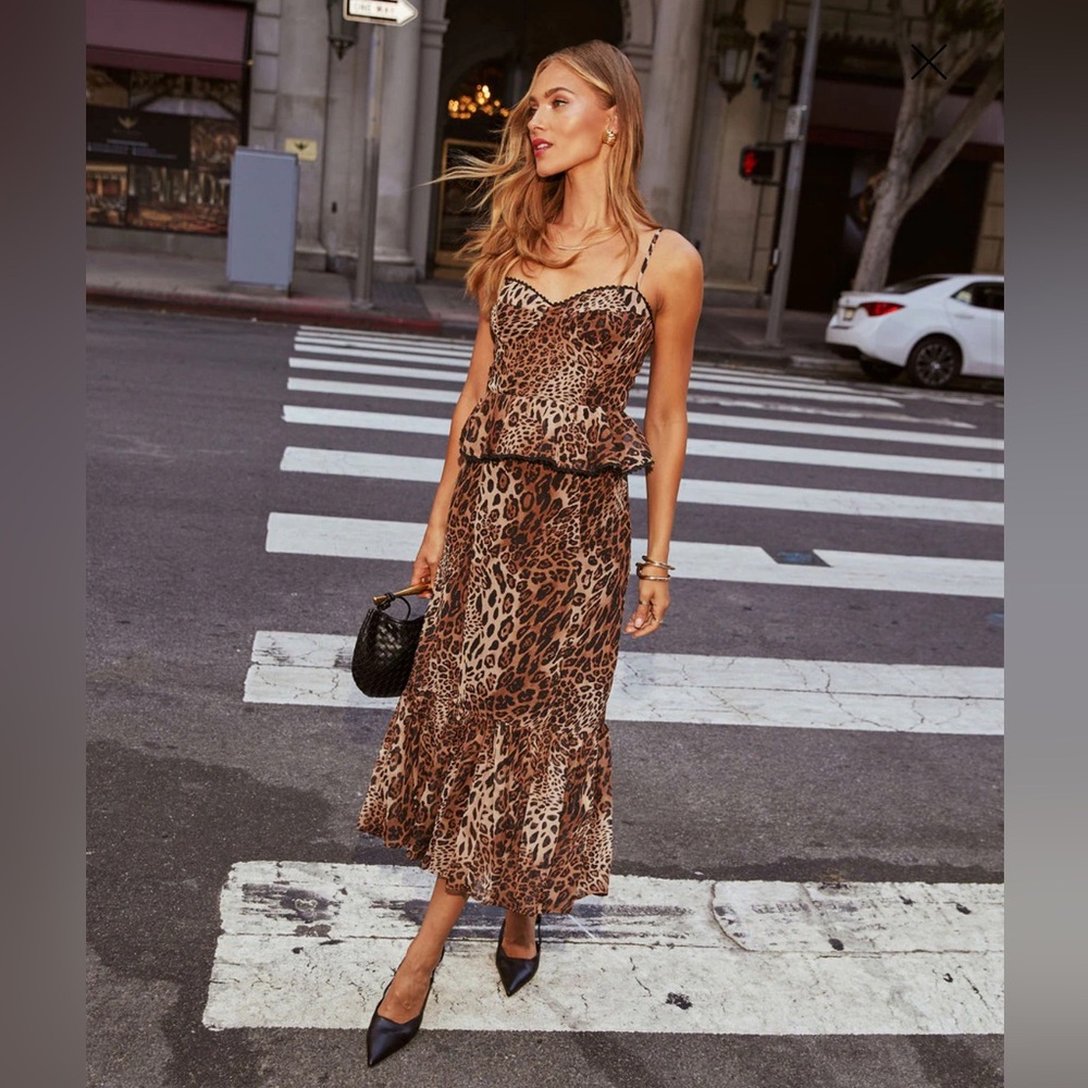 Vici Frannie Leopard Print Midi Dress